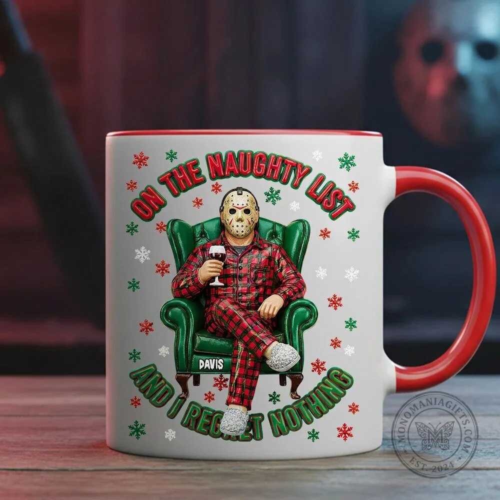 Jason Voorhees On The Naughty List And I Regret Nothing Christmas Mug