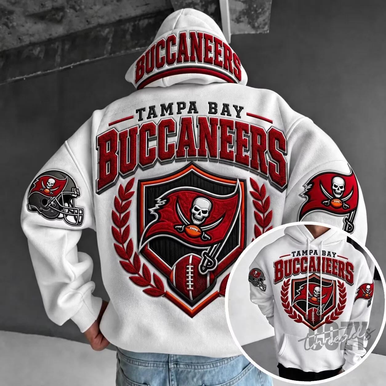 Tampa Bay Buccaneers Football Team Logo White Fan Hoodie