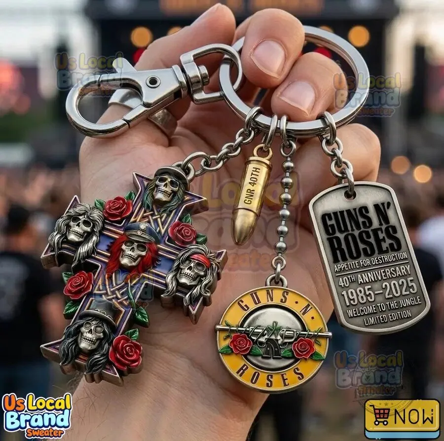 Guns N' Roses 40th Anniversary Appetite For Destruction Welcome To The Jungle Keychain