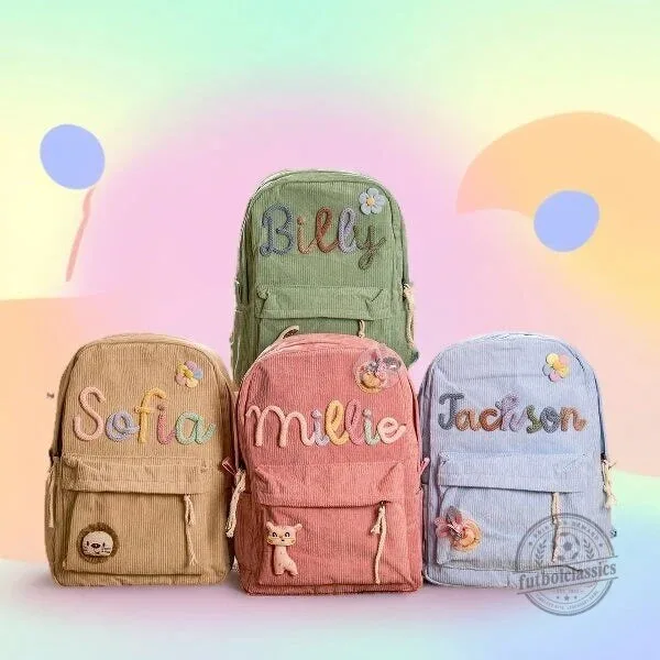 Personalized Embroidered Corduroy Backpack for Kids with Custom Name 7 Personalized Embroidered Corduroy Backpack for Kids with Custom Name