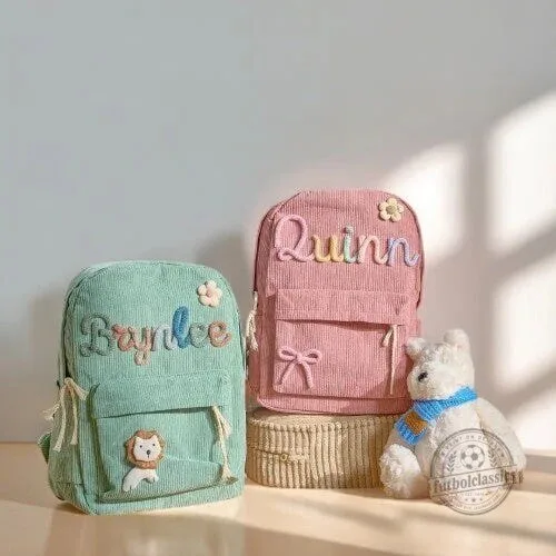 Personalized Embroidered Corduroy Backpack for Kids with Custom Name 9 Personalized Embroidered Corduroy Backpack for Kids with Custom Name