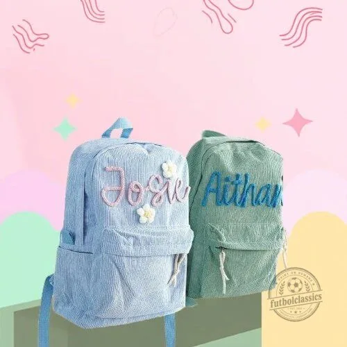 Personalized Embroidered Corduroy Backpack for Kids with Custom Name 10 Personalized Embroidered Corduroy Backpack for Kids with Custom Name