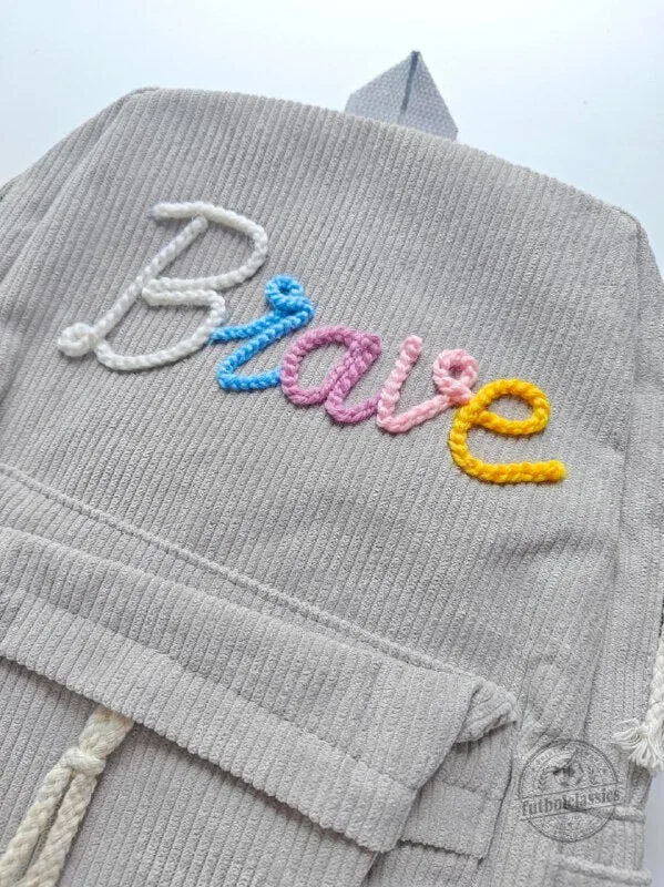 Personalized Embroidered Corduroy Backpack for Kids with Custom Name 11 Personalized Embroidered Corduroy Backpack for Kids with Custom Name
