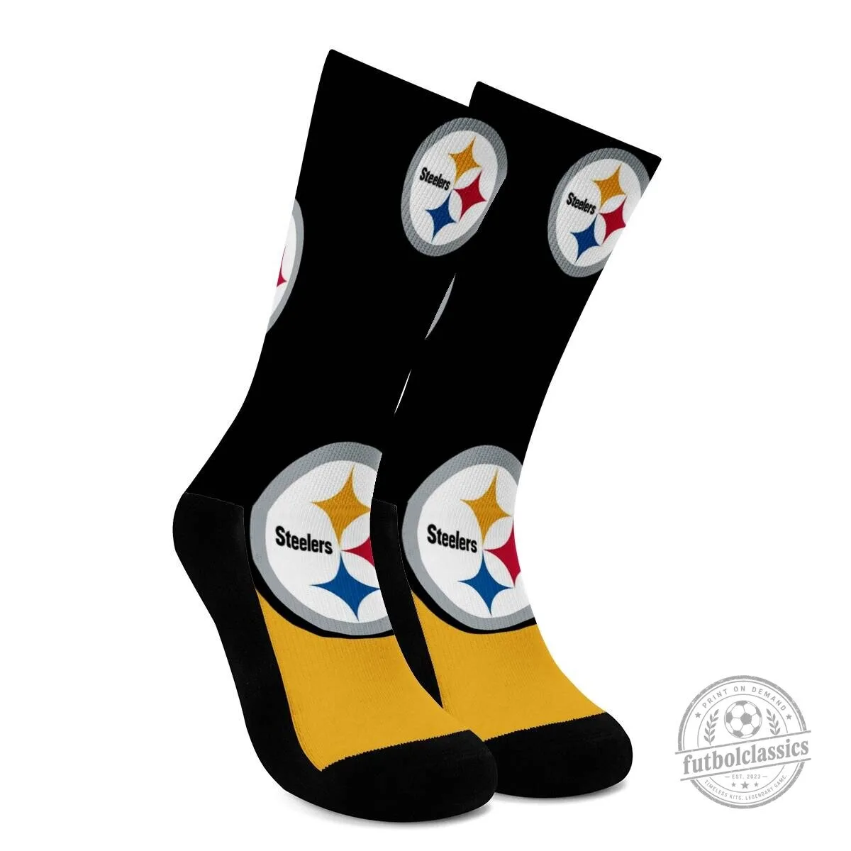 Pittsburgh Steelers Football Team Logo Black Crew Socks