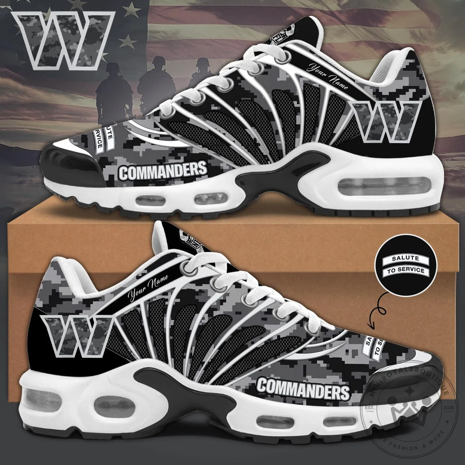 Washington Commanders Salute To Service Digital Camouflage Personalized Shoes