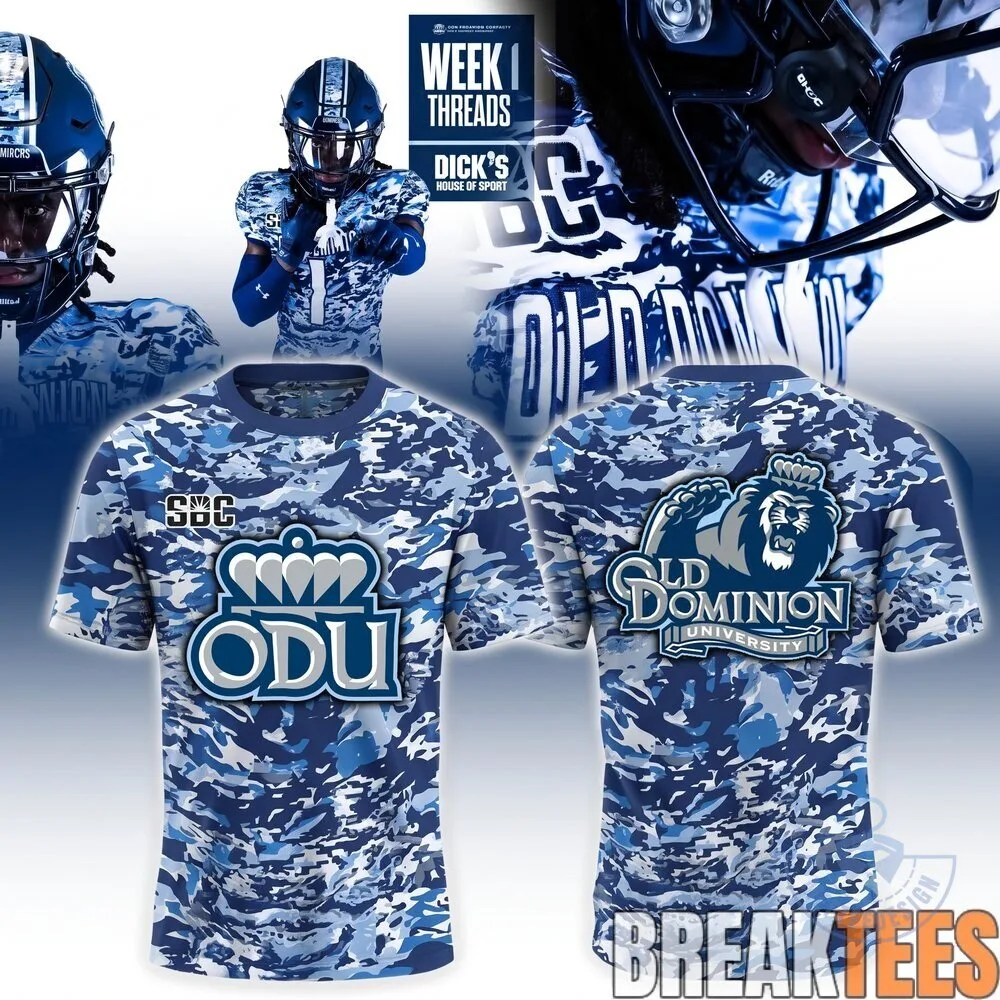 Old Dominion Monarchs Special Edition Blue Camouflage Football Team T-Shirt 3 Old Dominion Monarchs Special Edition Blue Camouflage Football Team T-Shirt