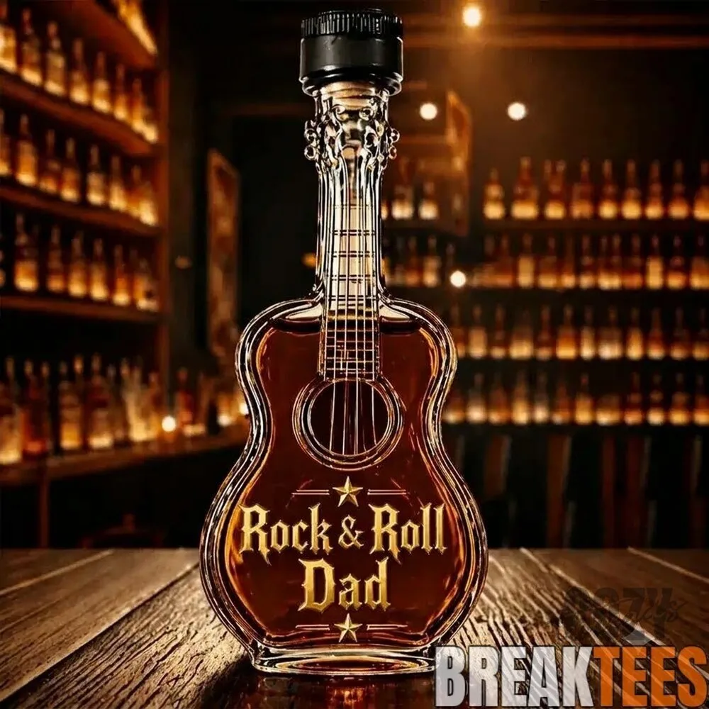 Rock and Roll Dad Guitar Shaped Whiskey Decanter Bottle