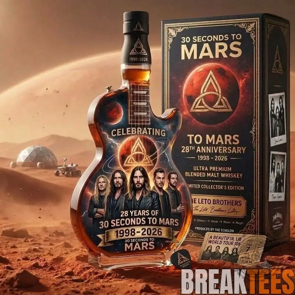 30 Seconds to Mars 28th Anniversary Guitar Shaped Ultra Premium Blended Malt Whiskey Bottle