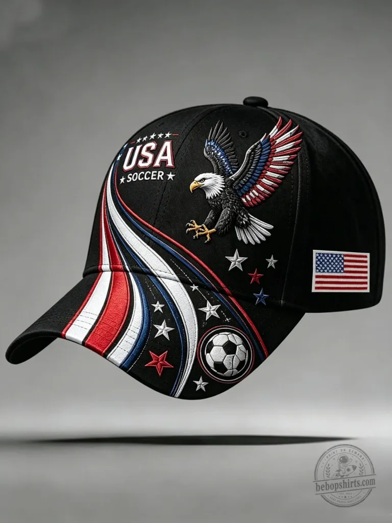 USA Soccer American Flag Bald Eagle Embroidered Cap Hat