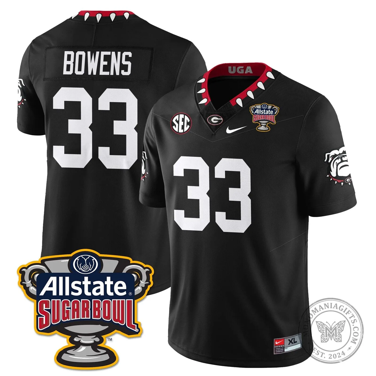 UGA Football Sugar Bowl Bowens 33 Black Stitched Limited Football Jersey