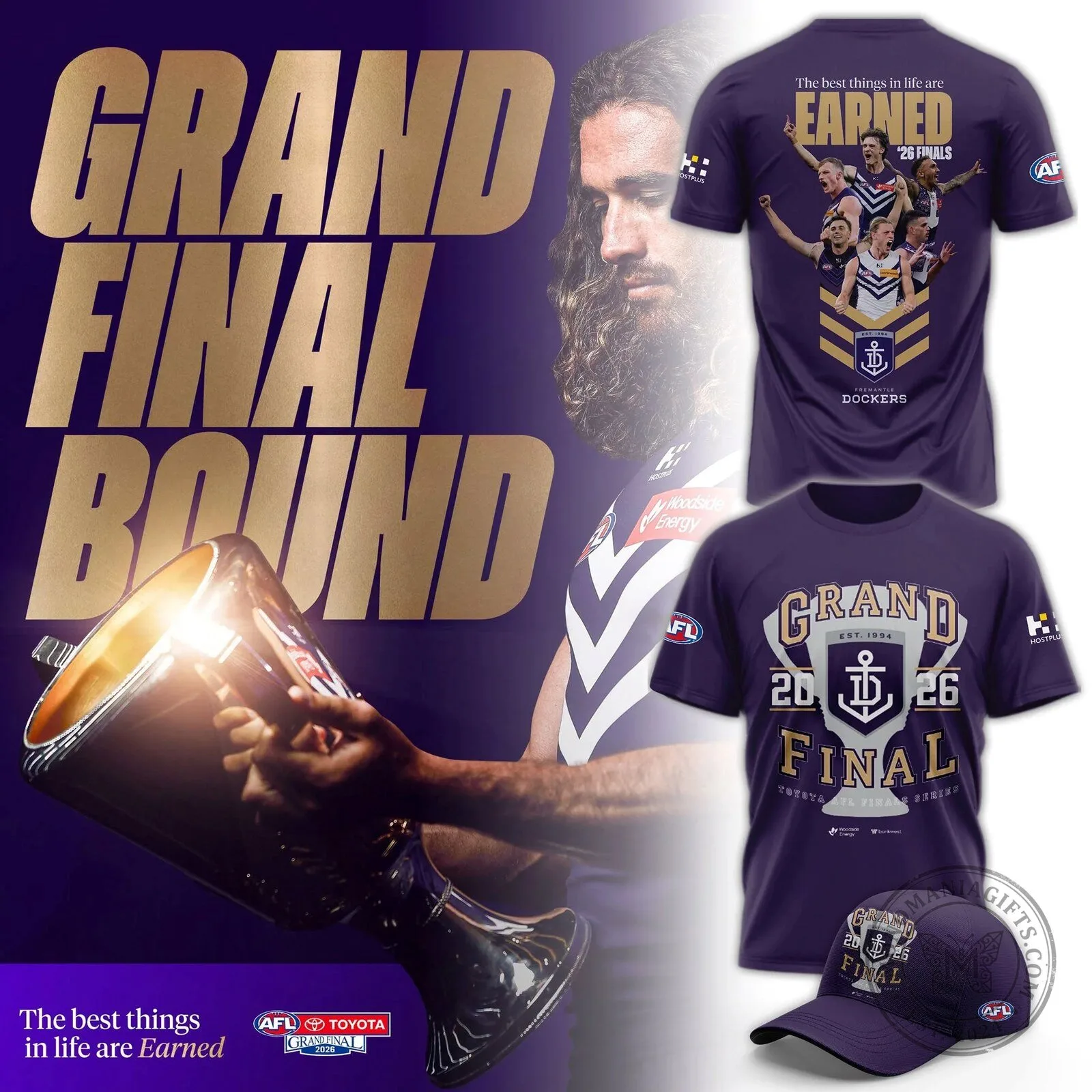 2026 AFL Grand Final Bound Purple T-Shirt for Fremantle Dockers
