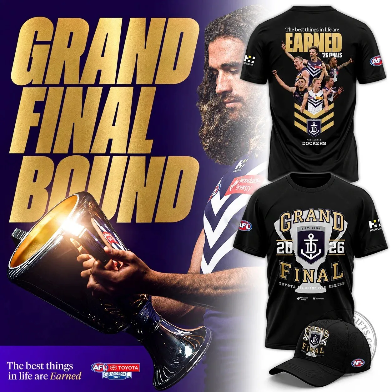 Fremantle Dockers AFL Grand Final 2026 Commemorative Black T-Shirt