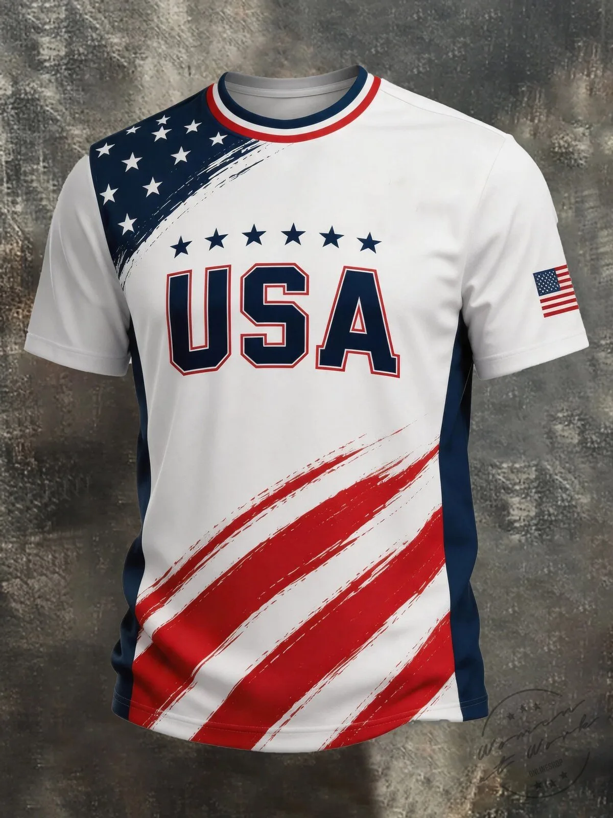 USA Soccer Patriotic American Flag Design Short Sleeve T-Shirt 2 USA Soccer Patriotic American Flag Design Short Sleeve T-Shirt