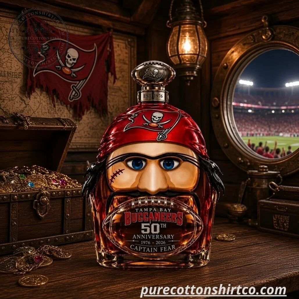 Tampa Bay Buccaneers 50th Anniversary Decanter Whiskey Bottle (No Box) – Captain Fear Mascot Decanter