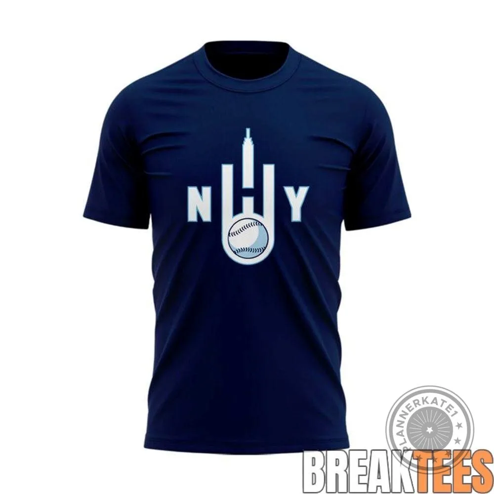 New York Heights Baseball Team Logo Navy Blue Short Sleeve T-Shirt 4 New York Heights Baseball Team Logo Navy Blue Short Sleeve T-Shirt