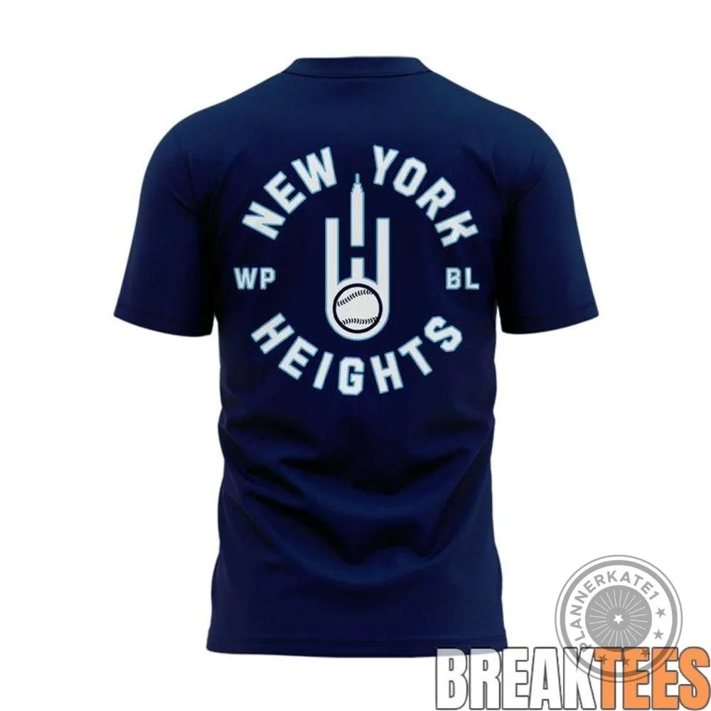 New York Heights Baseball Team Logo Navy Blue Short Sleeve T-Shirt 5 New York Heights Baseball Team Logo Navy Blue Short Sleeve T-Shirt