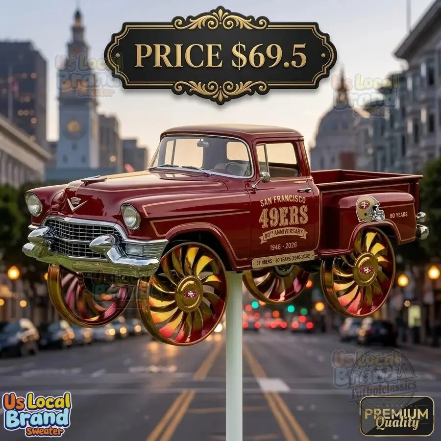 San Francisco 49ers 80th Anniversary Vintage Truck Garden Spinner