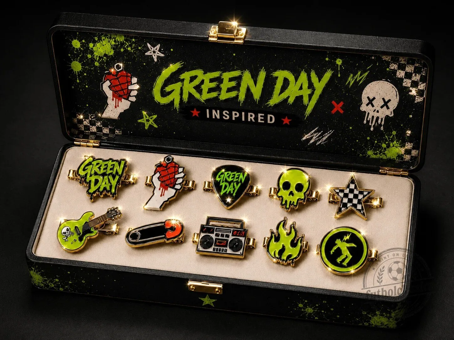 Green Day Band Logo and Album Art Inspired Enamel Pin Set