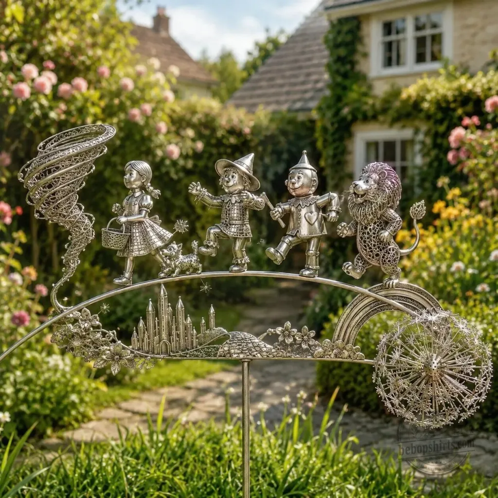 Wizard of Oz Dorothy and Friends Metal Garden Stake Wind Spinner