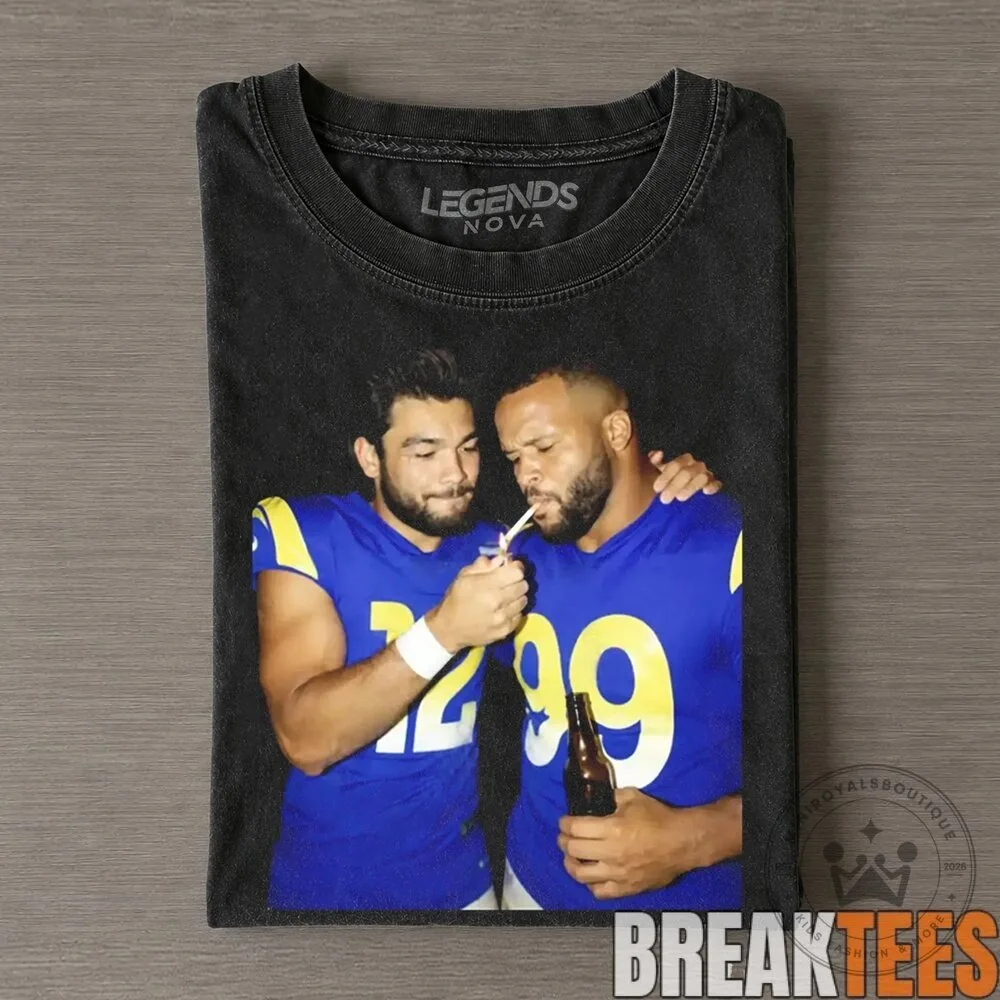 Los Angeles Rams Puka Nacua and Aaron Donald Smoking and Drinking T-Shirt