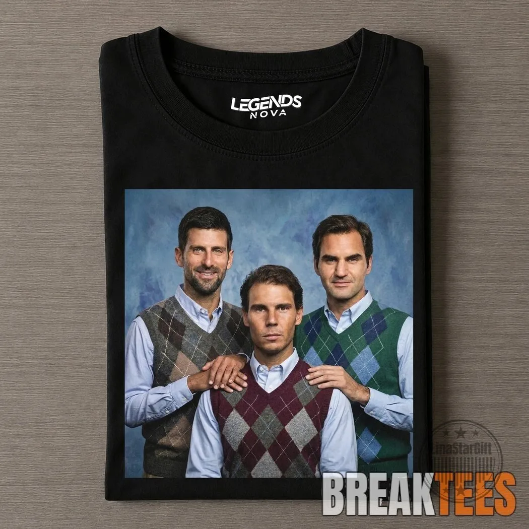 Tennis Legends T-Shirt featuring Novak Djokovic, Rafael Nadal, and Roger Federer 1 Tennis Legends T-Shirt featuring Novak Djokovic, Rafael Nadal, and Roger Federer
