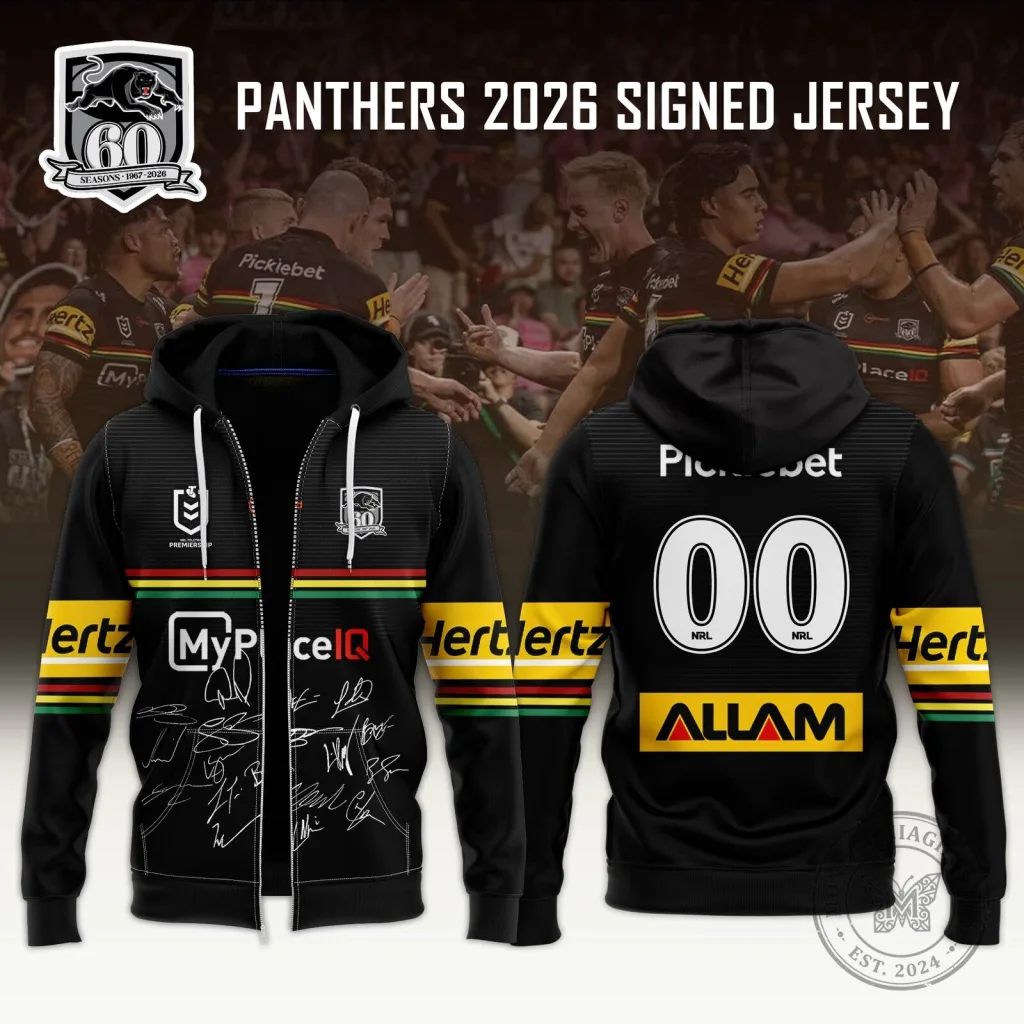 Penrith Panthers National Rugby League 2026 Signed Zip Hoodie Penrith Panthers National Rugby League 2026 Signed Zip Hoodie