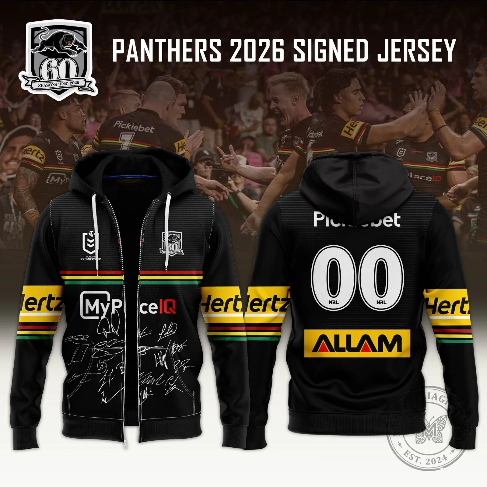 Penrith Panthers National Rugby League 2026 Signed Zip Hoodie 1 Penrith Panthers National Rugby League 2026 Signed Zip Hoodie