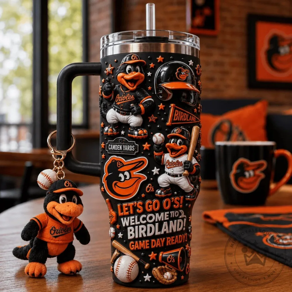Baltimore Orioles Baseball Team Black 40 Ounce Stainless Steel Tumbler with Handle 33 Baltimore Orioles Baseball Team Black 40 Ounce Stainless Steel Tumbler with Handle