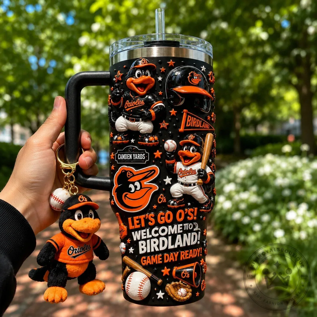 Baltimore Orioles Baseball Team Black 40 Ounce Stainless Steel