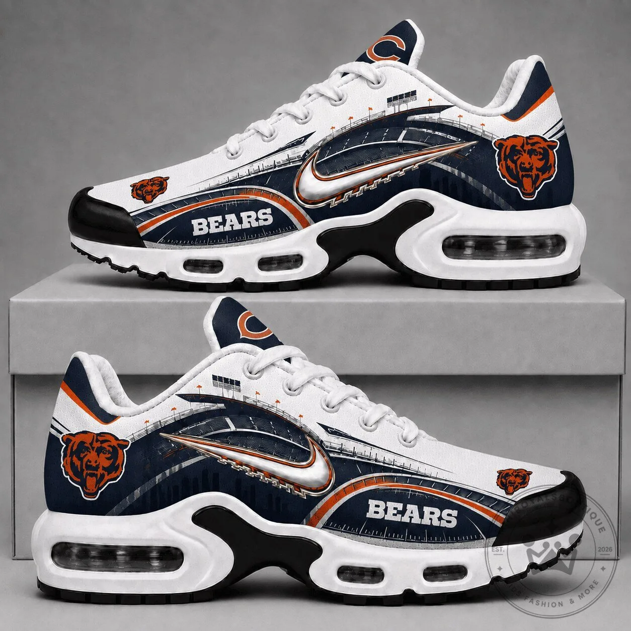 Chicago Bears NFL Football Team Stadium Design White Running Shoes