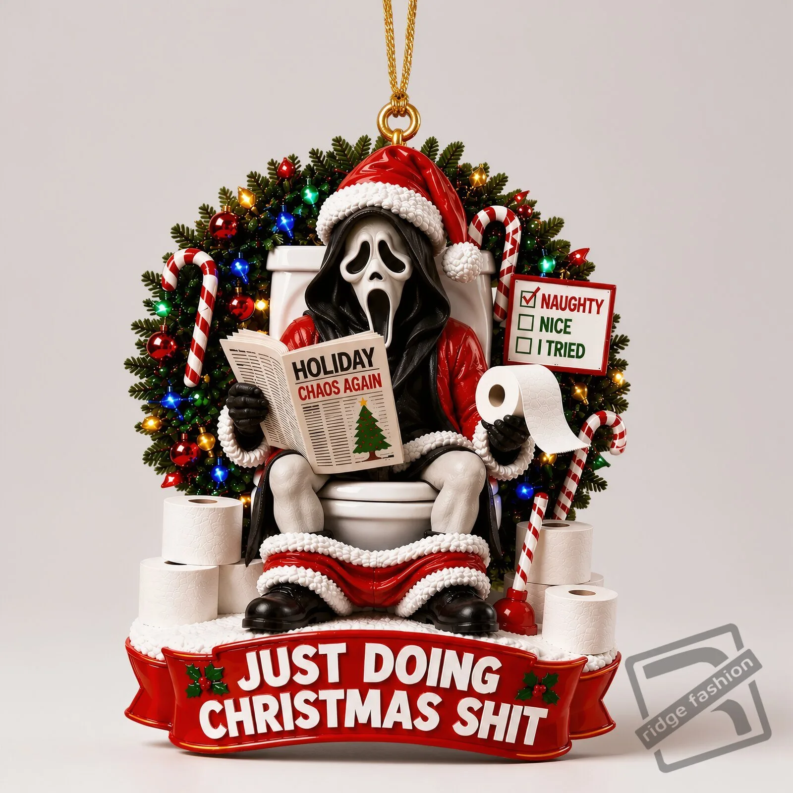 Ghostface Toilet Christmas Ornament 3 Ghostface Toilet Christmas Ornament product view