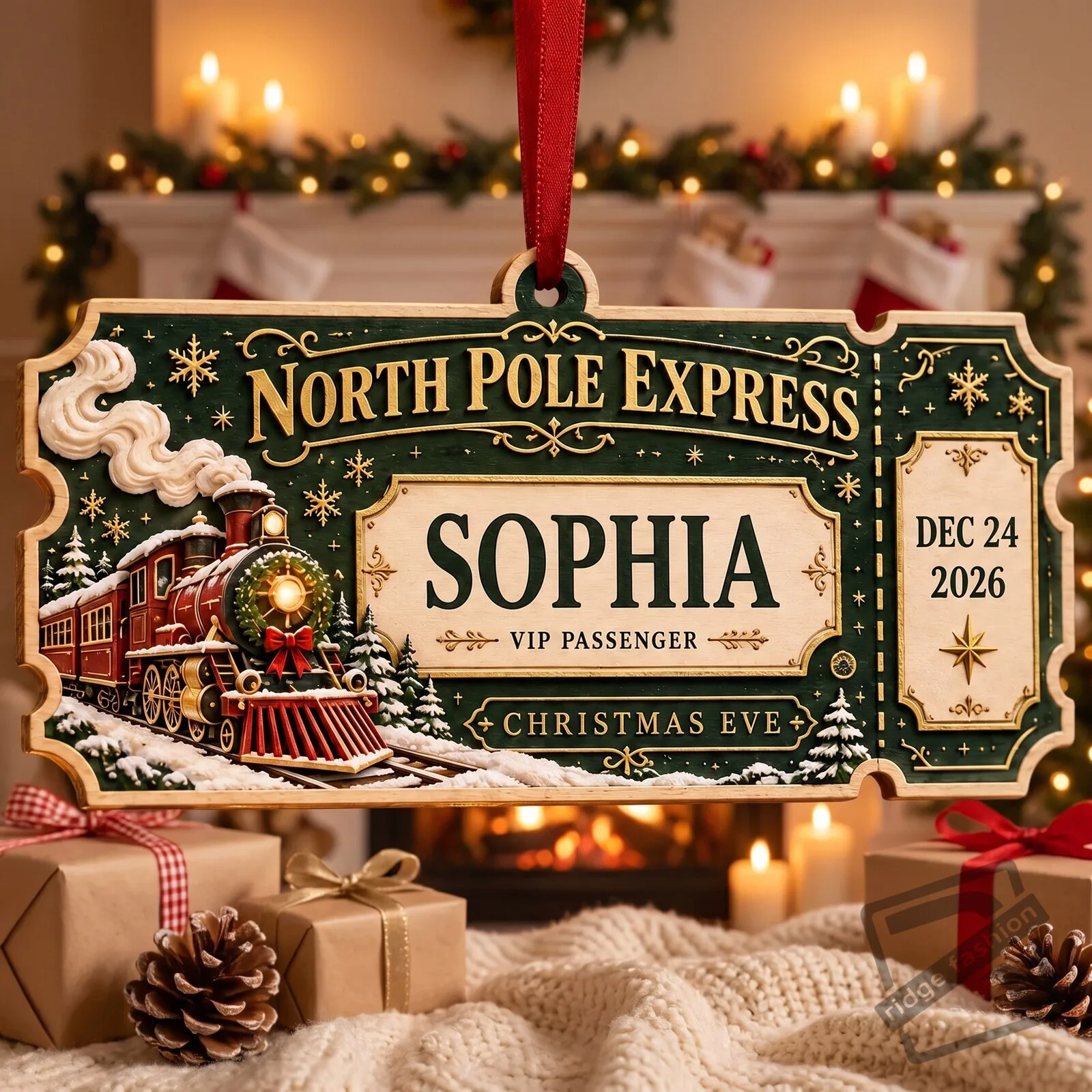 Personalized Custom North Pole Express Acrylic Ornament – Custom Name Holiday Gift