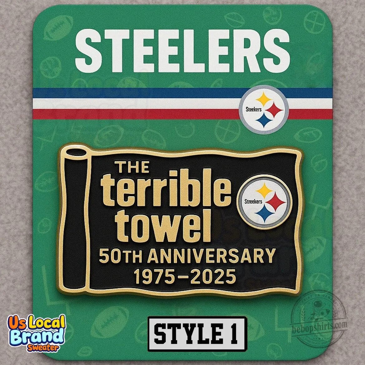 Pittsburgh Steelers The Terrible Towel 50th Anniversary Pin Badge