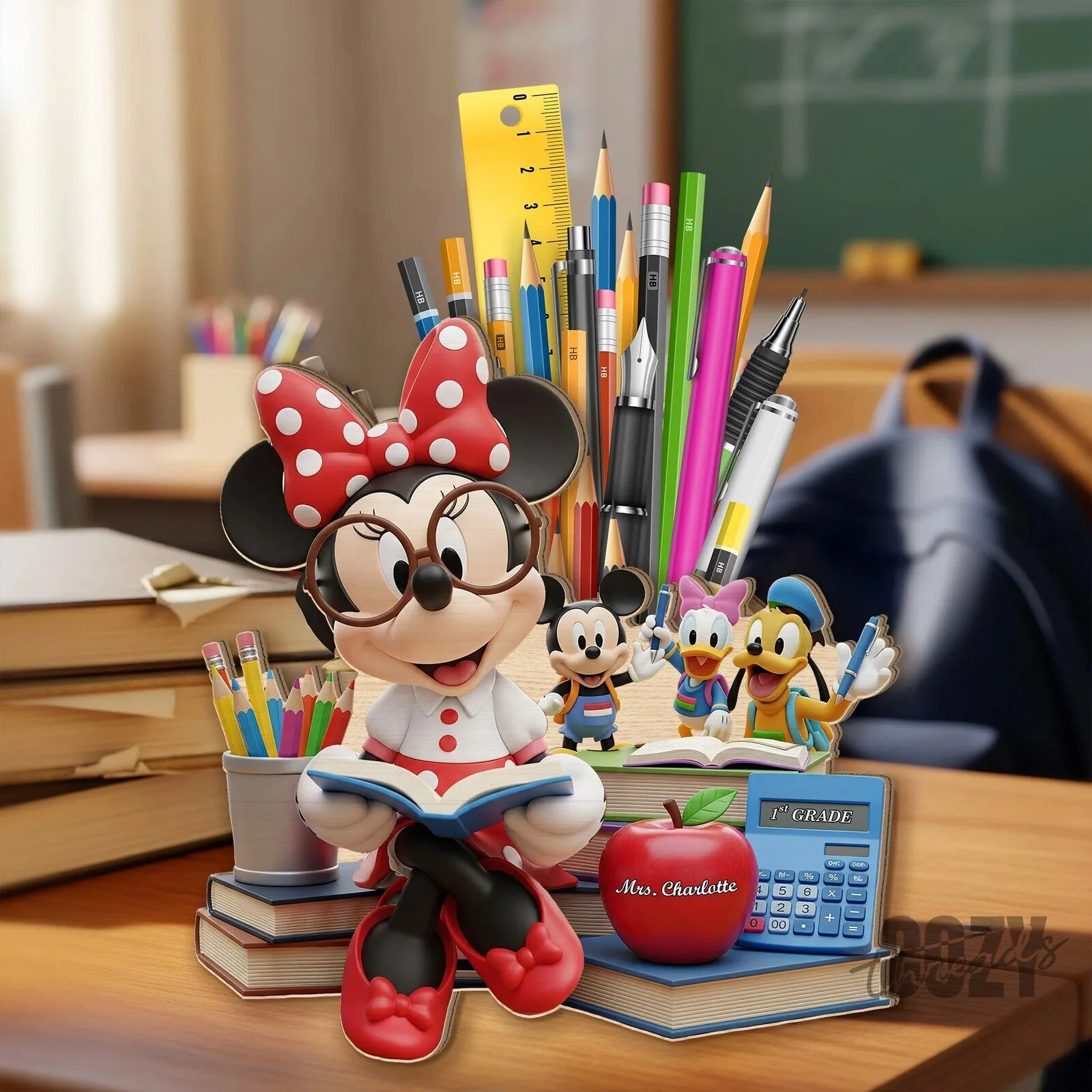 Minnie Mouse Teacher Personalized Pen Holder Desk Organizer