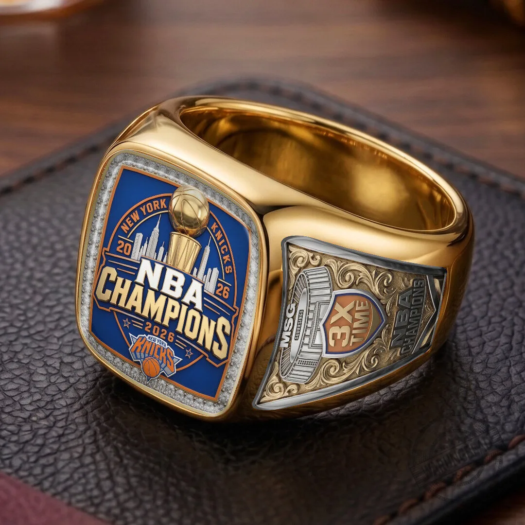 New York Knicks NBA Champions 2026 Gold Plated Commemorative Ring 9 New York Knicks NBA Champions 2026 Gold Plated Commemorative Ring
