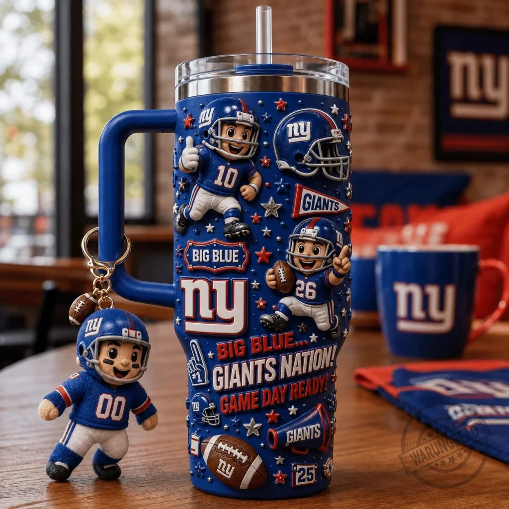 New York Giants Football Team Big Blue 40oz Stainless Steel Tumbler with Handle New York Giants Football Team Big Blue 40oz Stainless Steel Tumbler with Handle