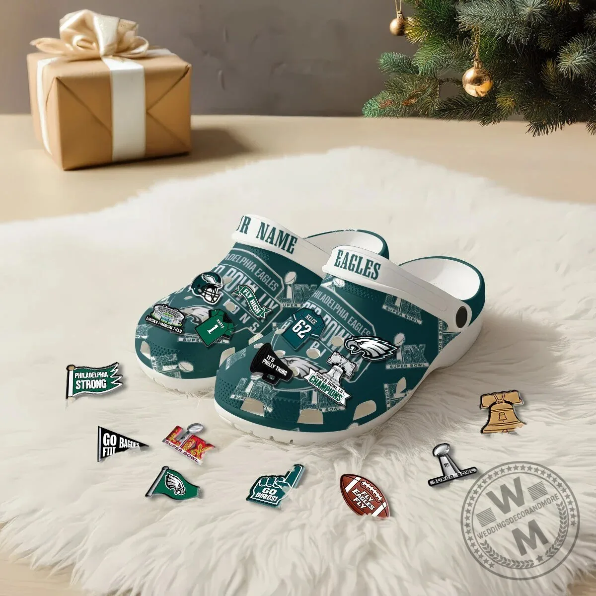 Philadelphia Eagles Football Team Fan Crocs Shoes with Jibbitz Charms