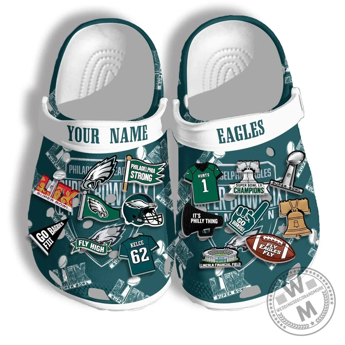 Philadelphia Eagles Football Team Fan Crocs Shoes with Jibbitz Charms 5 Philadelphia Eagles Football Team Fan Crocs Shoes with Jibbitz Charms