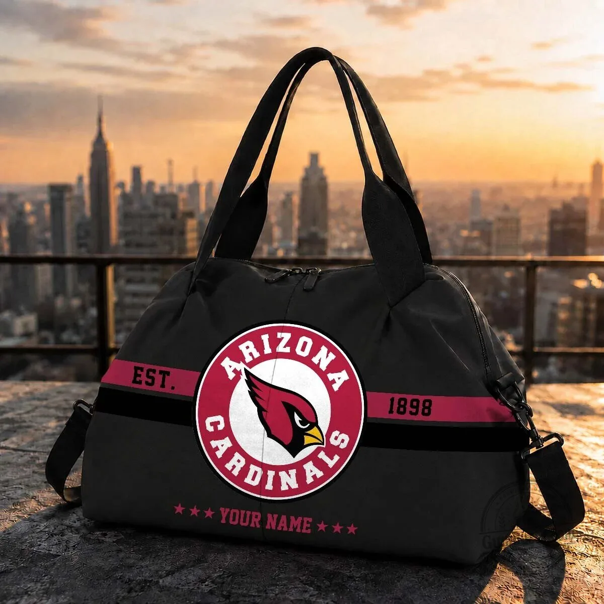 Arizona Cardinals Football Team Personalized Black Duffle Bag