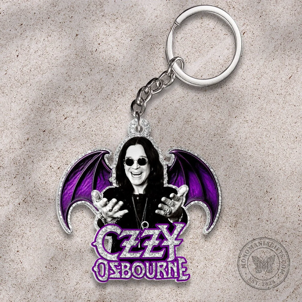 Ozzy Osbourne Bat Wings Custom Shape Keychain