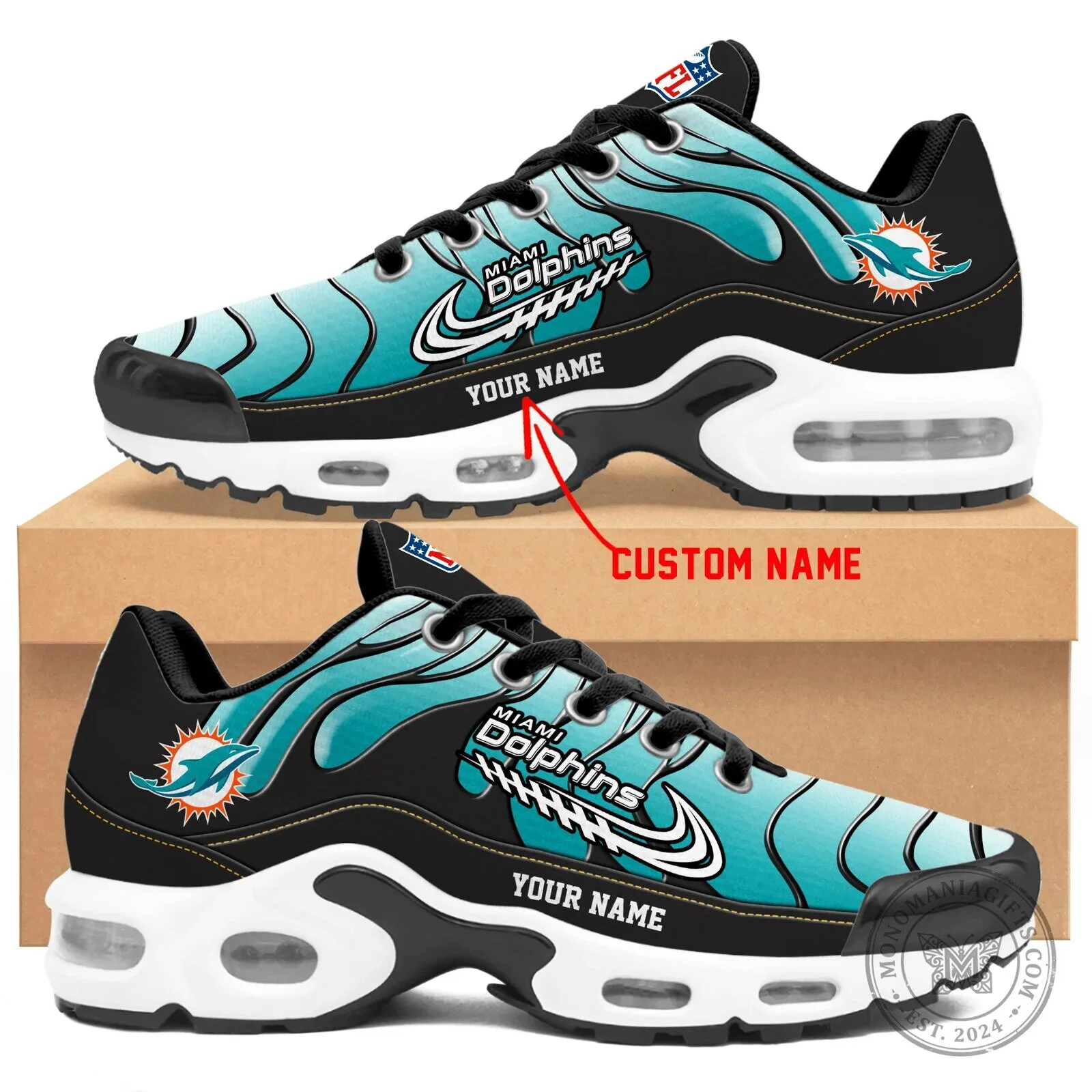Miami Dolphins Personalized Air Max Shoes Custom Name Sneakers