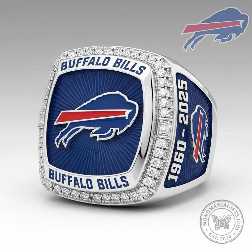 Buffalo Bills Football Team Championship Ring with Diamonds 11 Buffalo Bills Football Team Championship Ring with Diamonds