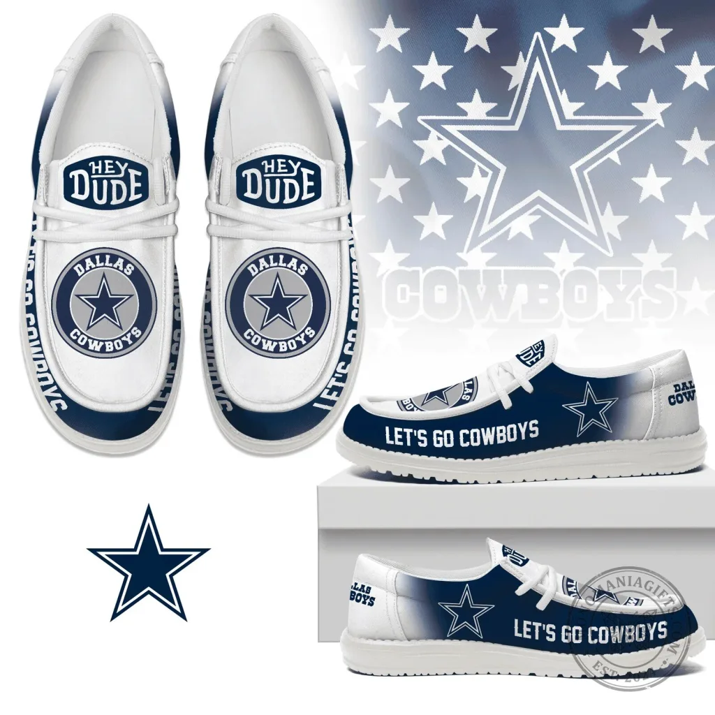 Dallas Cowboys Hey Dude Shoes, Let's Go Cowboys Loafer Shoes Dallas Cowboys Hey Dude Shoes, Let's Go Cowboys Loafer Shoes