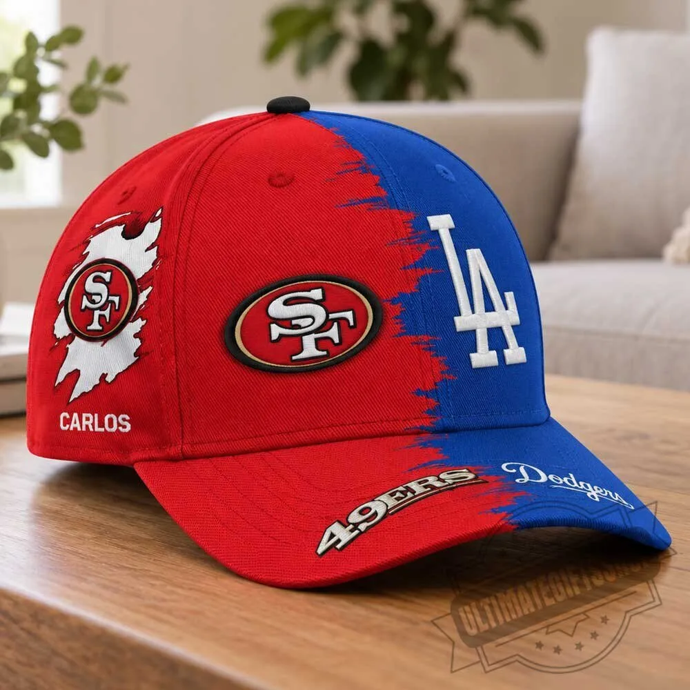 San Francisco 49ers x Los Angeles Dodgers Split Baseball Cap Hat 3 San Francisco 49ers x Los Angeles Dodgers Split Baseball Cap Hat