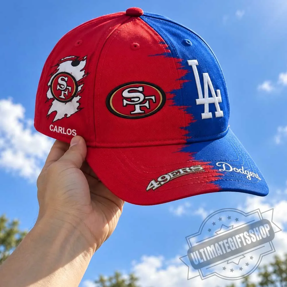 San Francisco 49ers x Los Angeles Dodgers Split Baseball Cap Hat 4 San Francisco 49ers x Los Angeles Dodgers Split Baseball Cap Hat