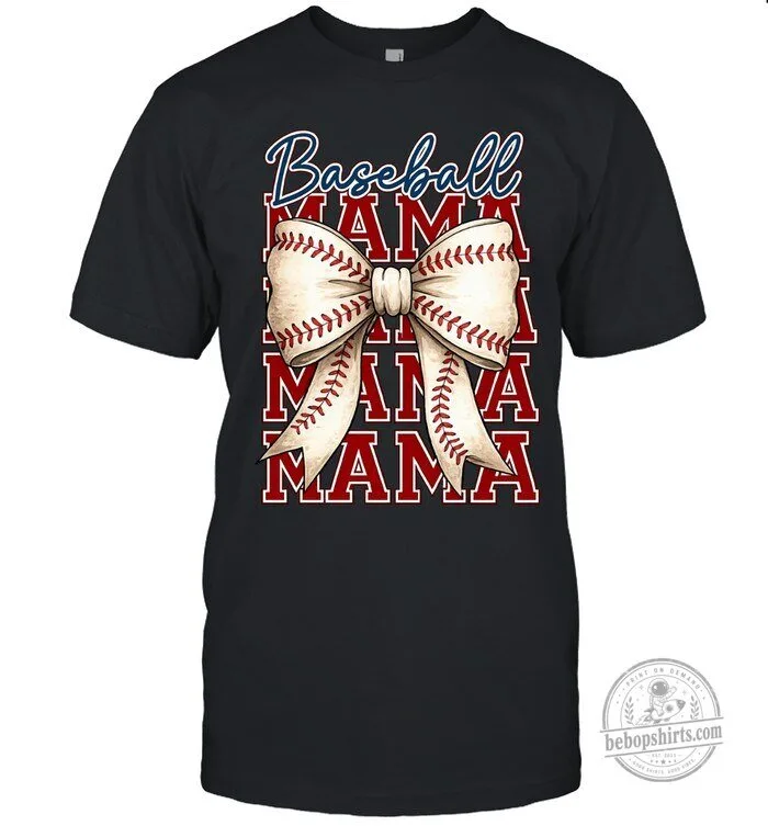 Baseball Mama Stitched Bow Graphic Print T-Shirt