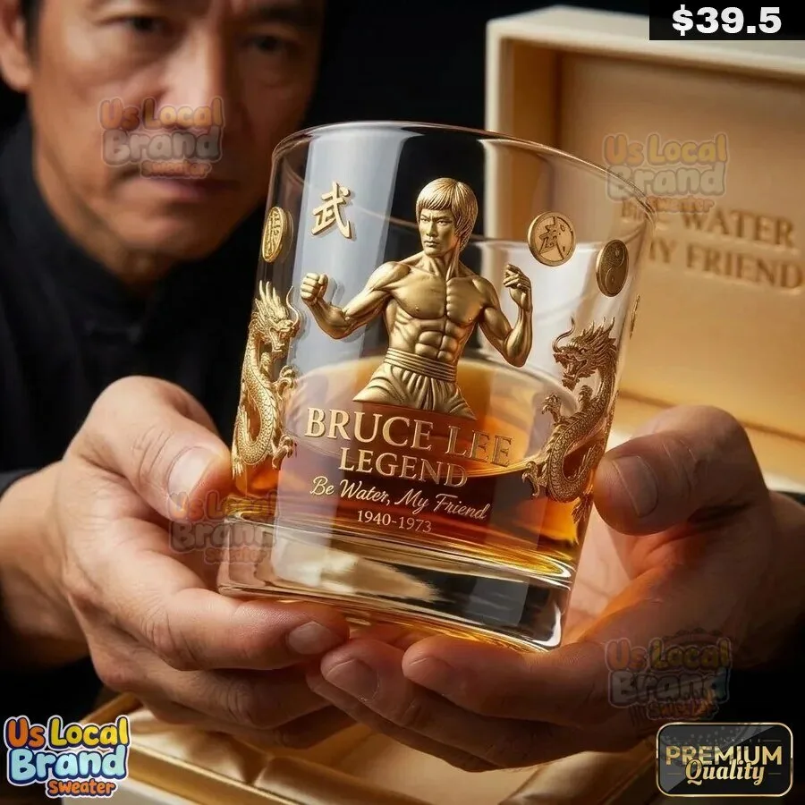 Bruce Lee Legend Be Water My Friend Whiskey Drinking Glass