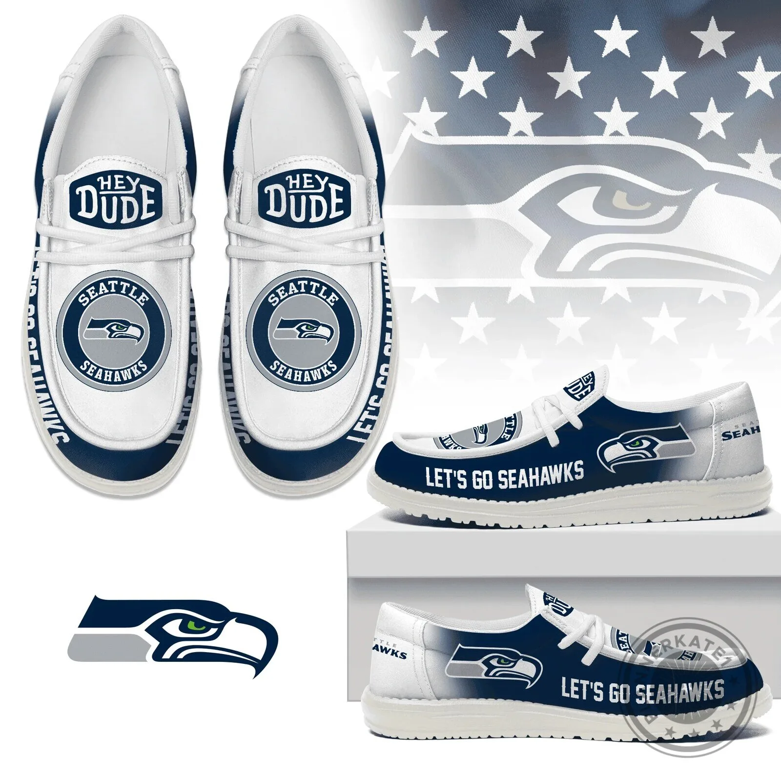 Loafer Shoes featuring the Seattle Seahawks Logo for Men and Women 1 Loafer Shoes featuring the Seattle Seahawks Logo for Men and Women