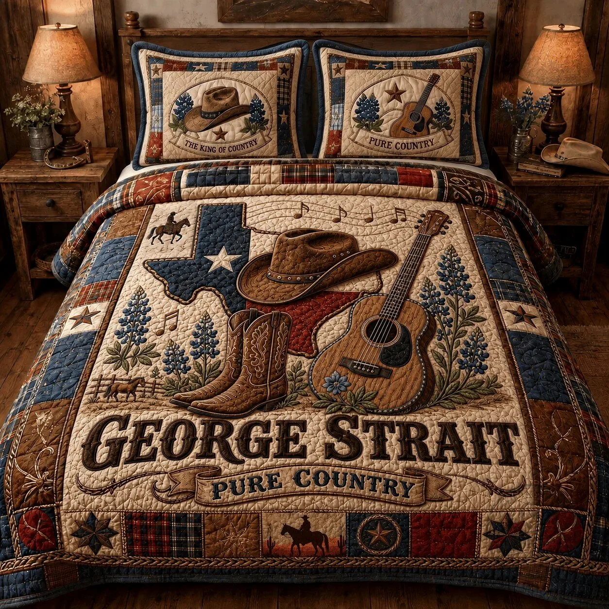George Strait Pure Country King of Country Quilted Bedding Set