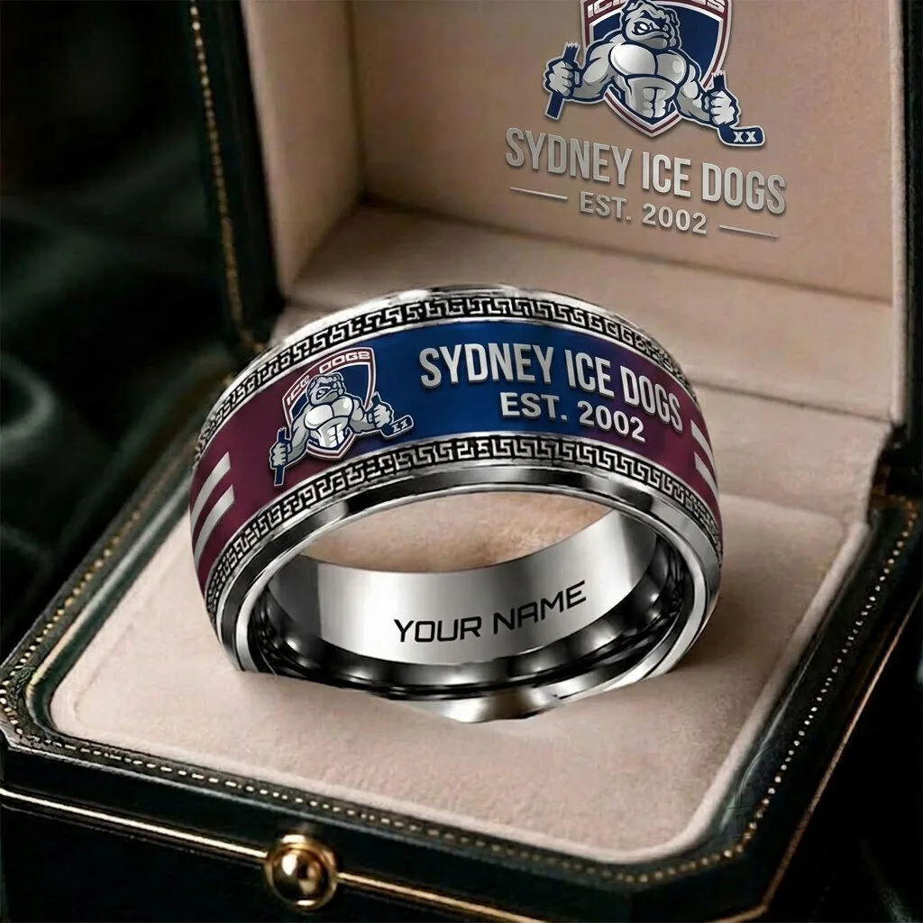 Sydney Ice Dogs AIHL Personalized Stainless Steel Ring